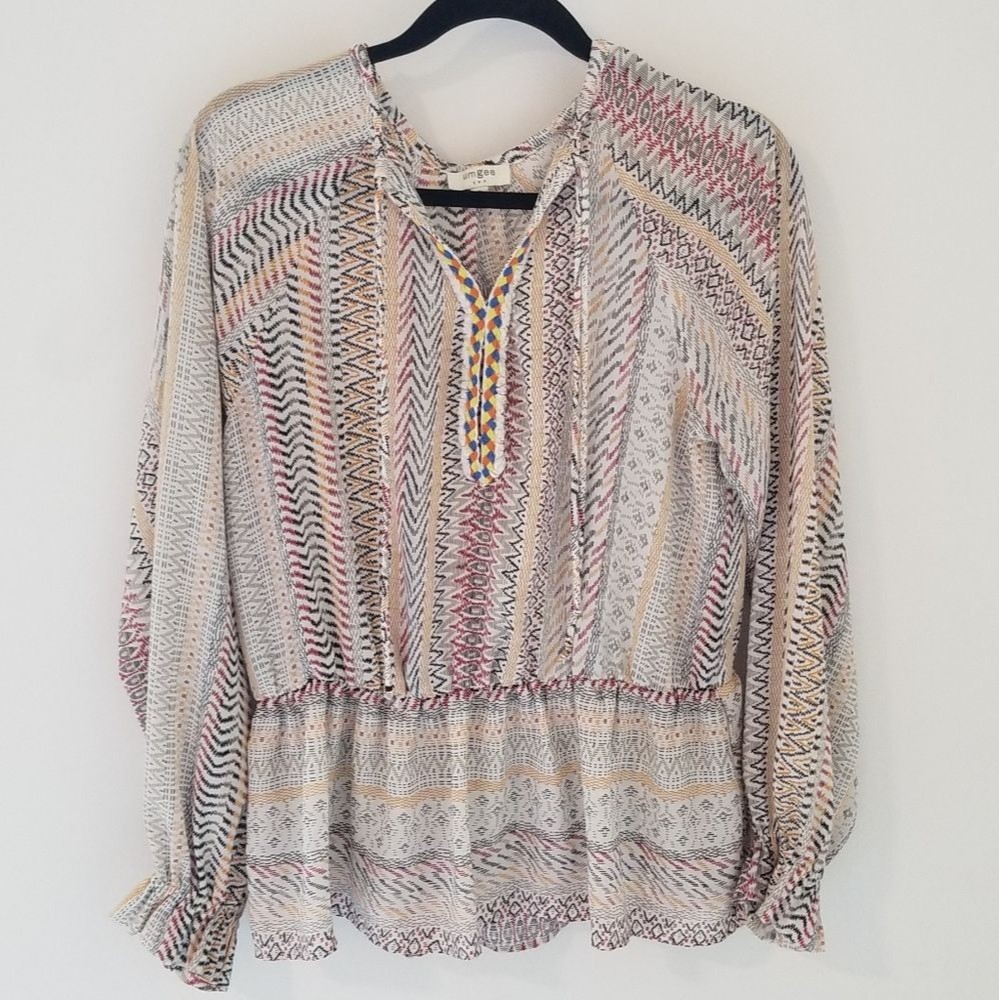 Umgee Tribal Print BOHO Top Size Small